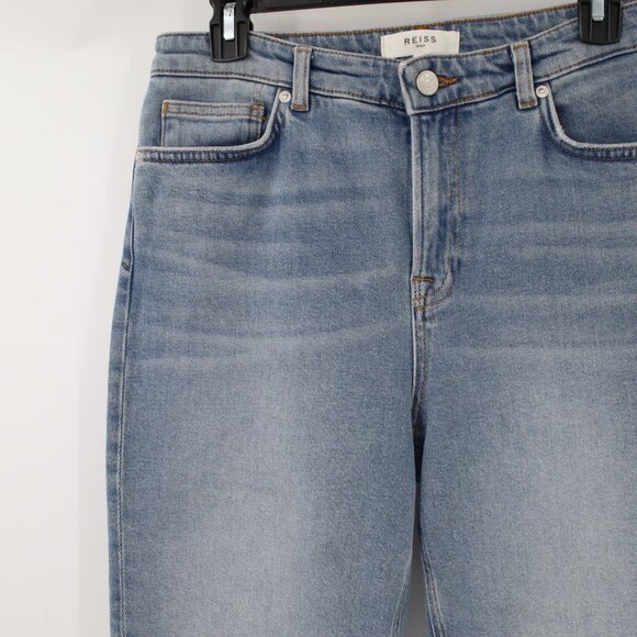 Reiss jeans womens 29 L28 Bay high waist Blue stretch Denim pockets straight - Picture 2 of 11